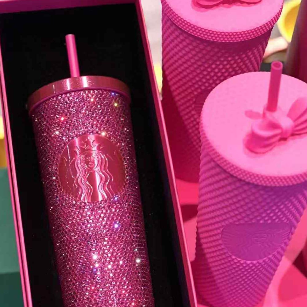 海外限定 Starbucks スターバックス ピンクラインストーン カップタンブラー 760ml