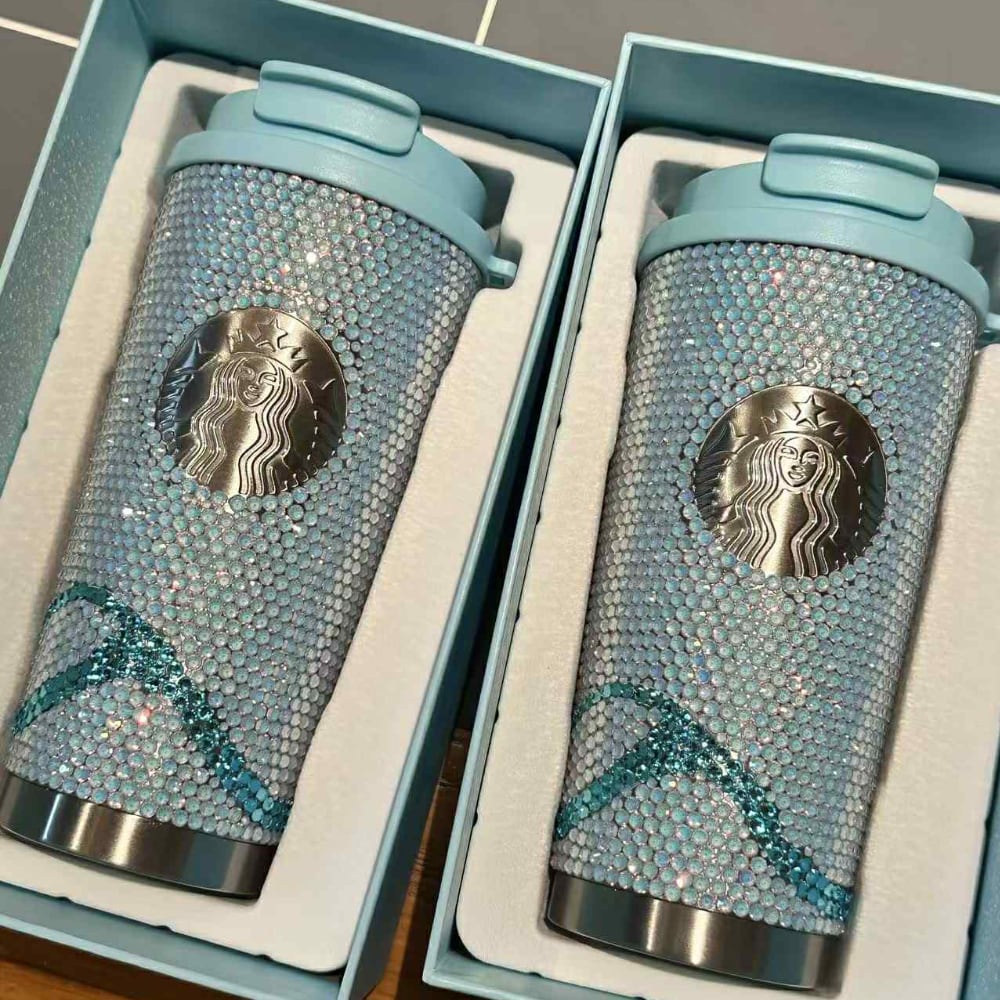 Starbucks China メンバーシップ限定2025個 ブルーラインストーンタンブラー スターバックス