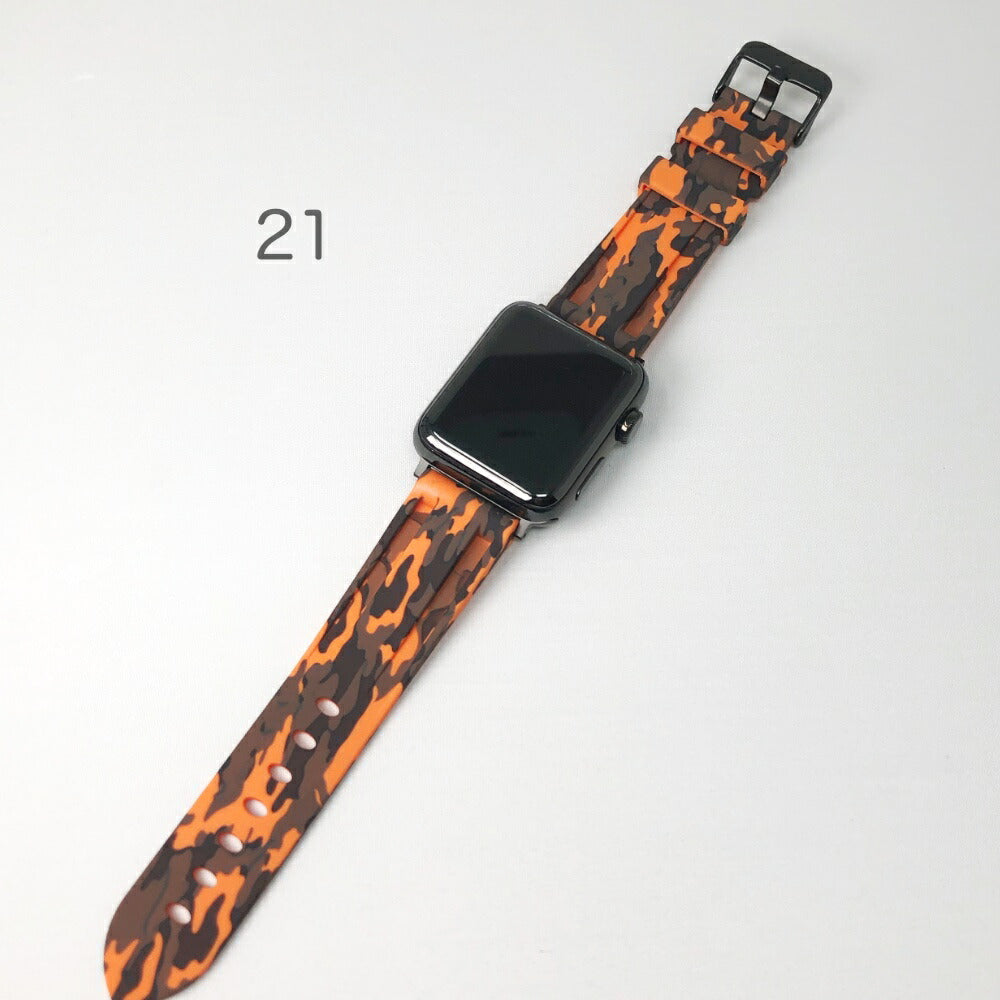 AppleWatchベルトカモフラアーミー柄シリコンバンド38mm40mm42mm44mmサラサラシリコン製アップルウォッチバンド交換ベルト時計バンドスマートウォッチ全21色おしゃれ韓国かっこいい韓流