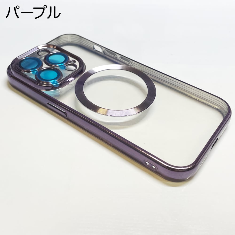 Magsafe対応 iPhone 14 Pro Max Plus フチがキラキラTPUケース カメラレンズ保護 マグセーフソフトカバー 透明 マグセーフ スマホケース 韓国 かわいい おしゃれ 全8色 iPhone13シリーズ