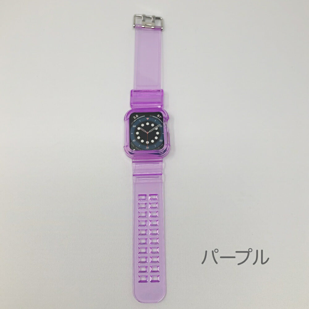 AppleWatch42/44mm38/40mm用ケース一体型クリアバンドアップルウォッチ交換用