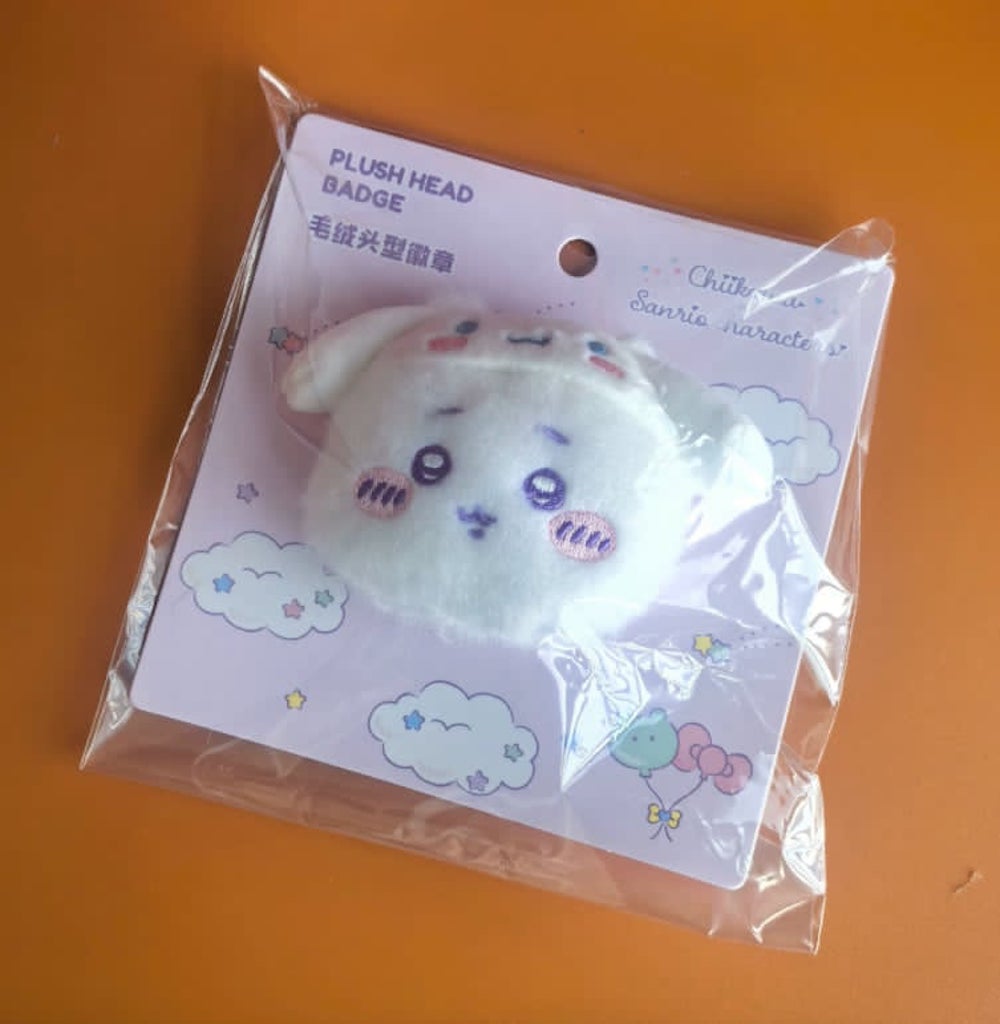 【海外限定】 サンリオxちいかわコラボ ぬいぐるみバッジ3種 miniso