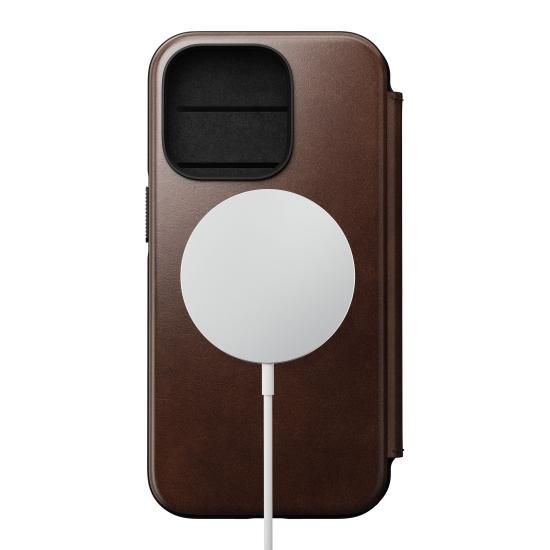 NOMAD Modern Leather Folio for iPhone 14 Pro ブラウン