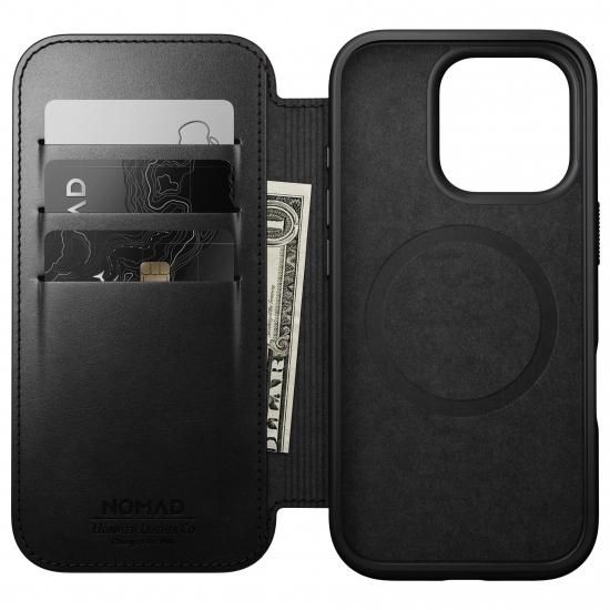 NOMAD Modern Leather Folio for iPhone 16 Pro ブラック