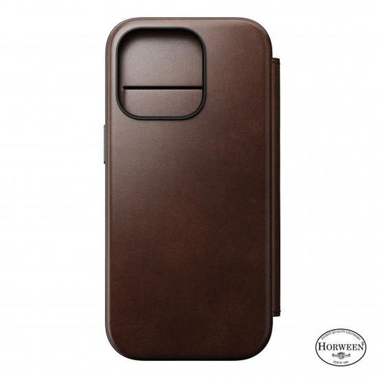 NOMAD Modern Leather Folio for iPhone 16 Pro ラスティックブラウン