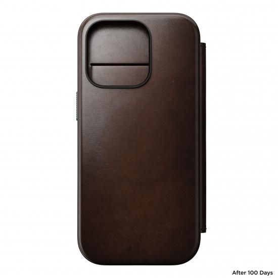 NOMAD Modern Leather Folio for iPhone 16 Pro ラスティックブラウン