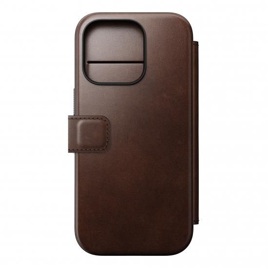 NOMAD Modern Leather Folio for iPhone 16 Pro ラスティックブラウン
