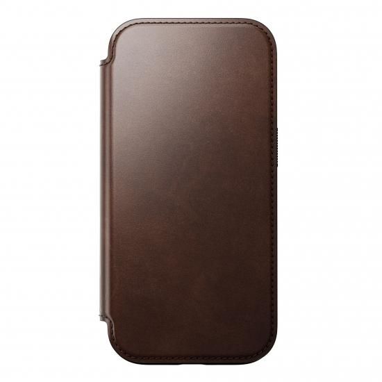 NOMAD Modern Leather Folio for iPhone 16 Pro ラスティックブラウン