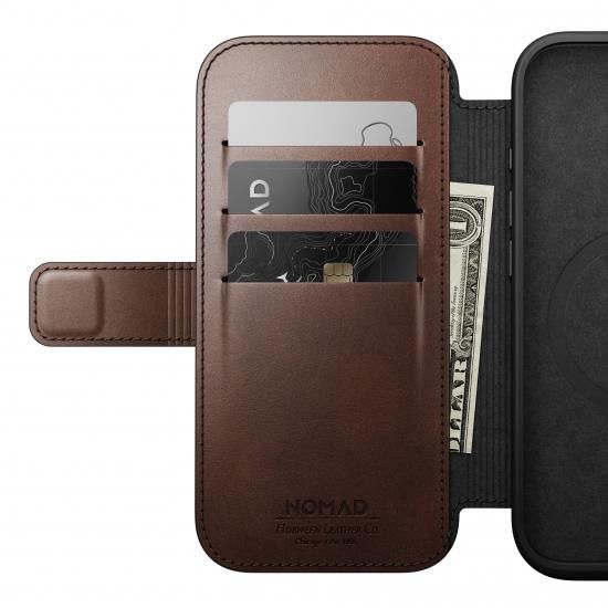 NOMAD Modern Leather Folio for iPhone 16 Pro ラスティックブラウン