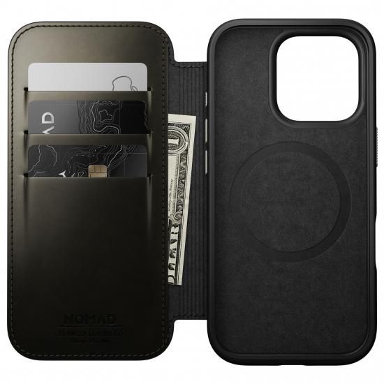 【限定生産カラー】NOMAD Modern Leather Folio for iPhone 16 Pro グリーンクロム