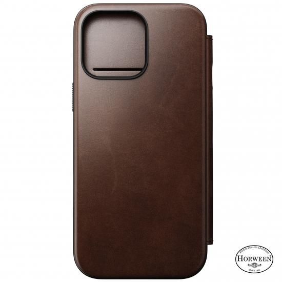 NOMAD Modern Leather Folio for iPhone 16 Pro Max ラスティックブラウン
