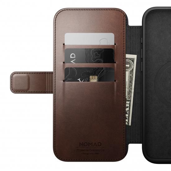 NOMAD Modern Leather Folio for iPhone 16 Pro Max ラスティックブラウン