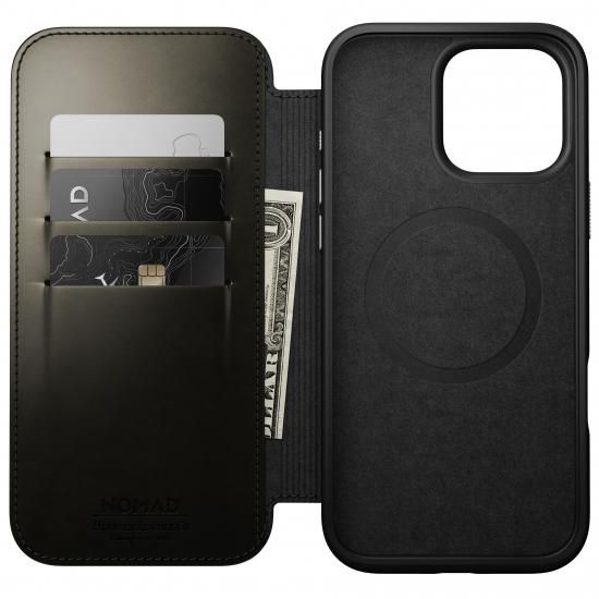 【限定生産カラー】NOMAD Modern Leather Folio for iPhone 16 Pro Max グリーンクロム