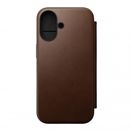 NOMAD Modern Leather Folio for iPhone 16 ブラウン