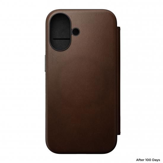 NOMAD Modern Leather Folio for iPhone 16 ブラウン