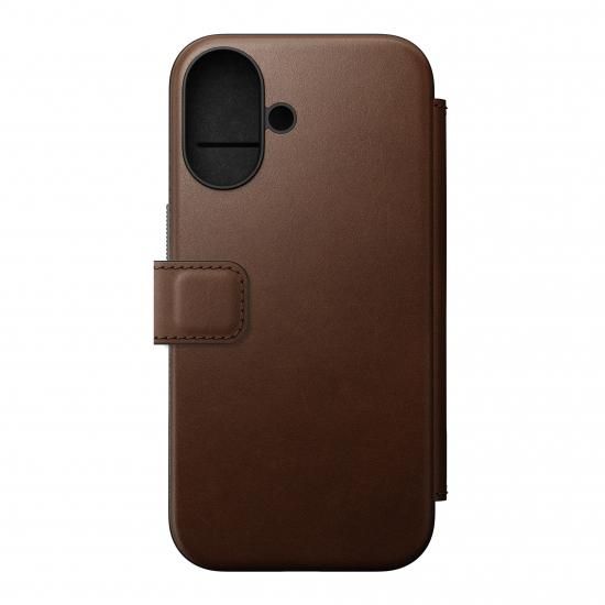NOMAD Modern Leather Folio for iPhone 16 ブラウン