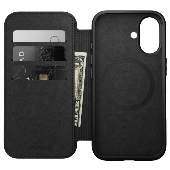 NOMAD Modern Leather Folio for iPhone 16 ブラウン