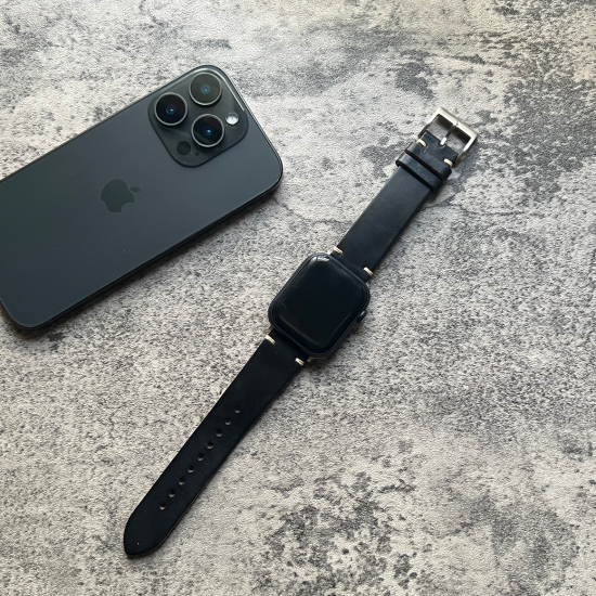 MP2L Horween Leather Band Soft ブラック（チタニウムラグ）