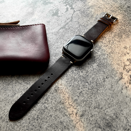MP2L Horween Leather Band Soft バーガンディ（ステンレススチールラグ）
