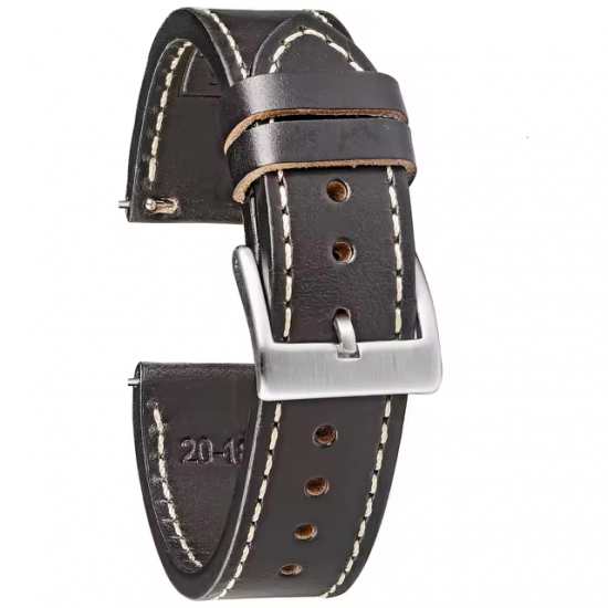 MP2L Horween Leather Band Stitch ブラック／ホワイトステッチ（ステンレススチールラグ）