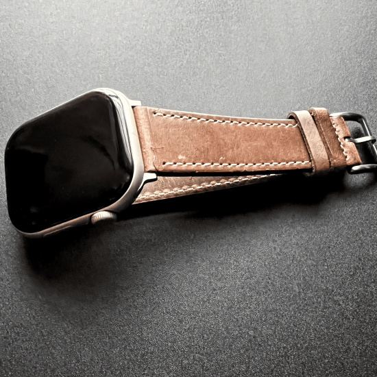 MP2L Horween Leather Band Stitch エイジングブラウン／ホワイトステッチ（チタニウムラグ）
