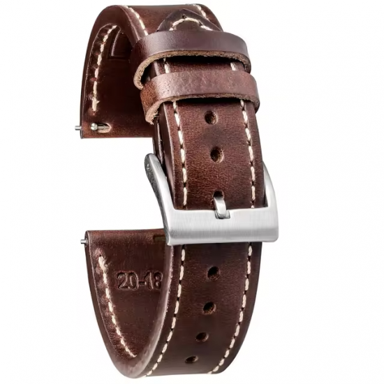 MP2L Horween Leather Band Stitch チョコレートブラウン／ホワイトステッチ（チタニウムラグ）