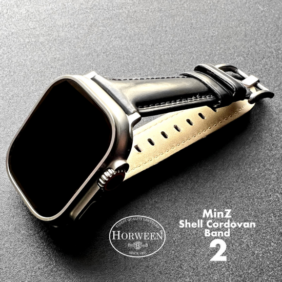 【限定生産品】MinZ Shell Cordovan Band 2 for Apple Watch ブラック ハードウェア