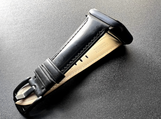 【限定生産品】MinZ Shell Cordovan Band 2 for Apple Watch ブラック ハードウェア