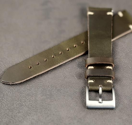 MP2L Horween Leather Band Soft グリーン（ステンレススチールラグ）