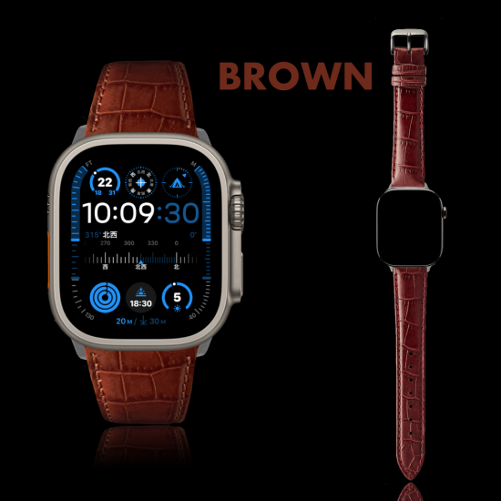 MinZ Scotchgard Leather Apple Watch Band ブラウン 49mm/46mm