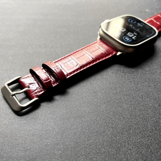 MinZ Scotchgard Leather Apple Watch Band バーガンディ 49mm/46mm