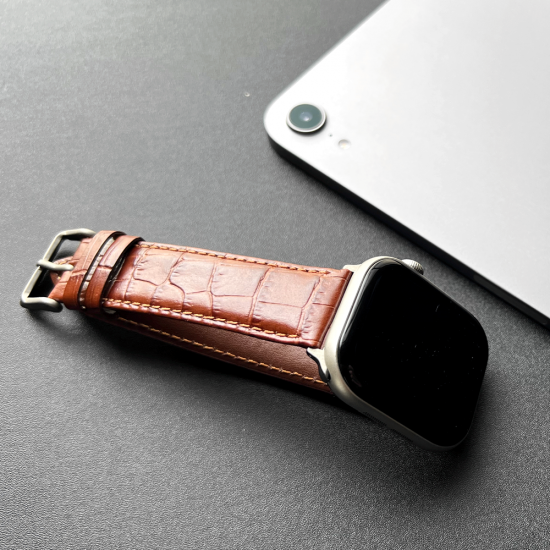 MinZ Scotchgard Leather Apple Watch Band ブラウン 42mm