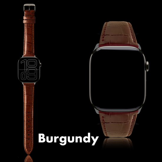MinZ Scotchgard Leather Apple Watch Band バーガンディ 42mm