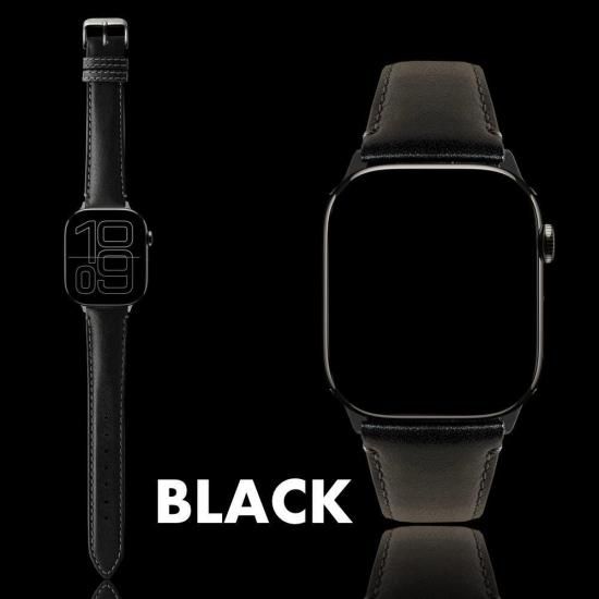 MinZ Scotchgard Leather Apple Watch Band Smooth leather ブラック 49mm/46mm