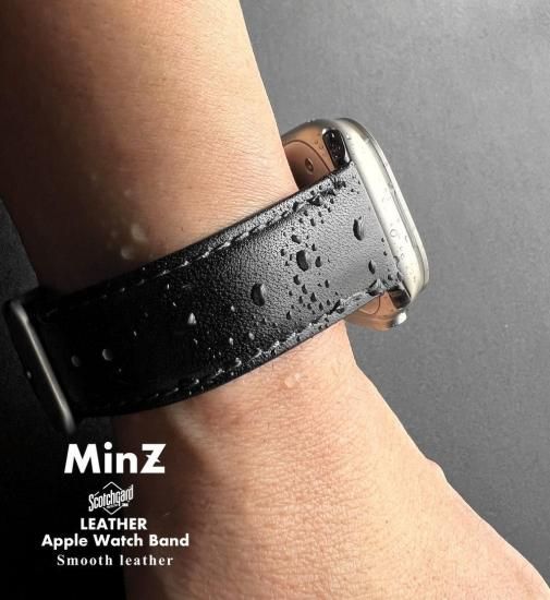 MinZ Scotchgard Leather Apple Watch Band Smooth leather ブラック 49mm/46mm