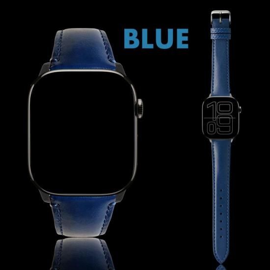 MinZ Scotchgard Leather Apple Watch Band Smooth leather ブルー 49mm/46mm