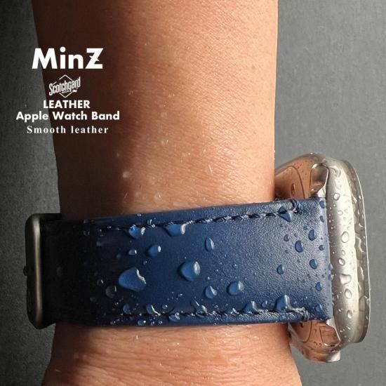MinZ Scotchgard Leather Apple Watch Band Smooth leather ブルー 49mm/46mm