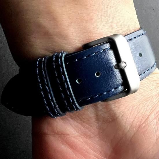 MinZ Scotchgard Leather Apple Watch Band Smooth leather ブルー 49mm/46mm