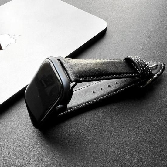 MinZ Scotchgard Leather Apple Watch Band Smooth leather ブラック 42mm