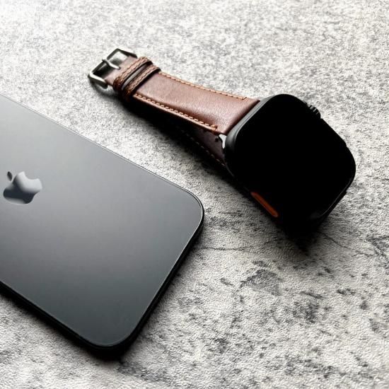 MinZ Scotchgard Leather Apple Watch Band Smooth leather ブラウン 42mm