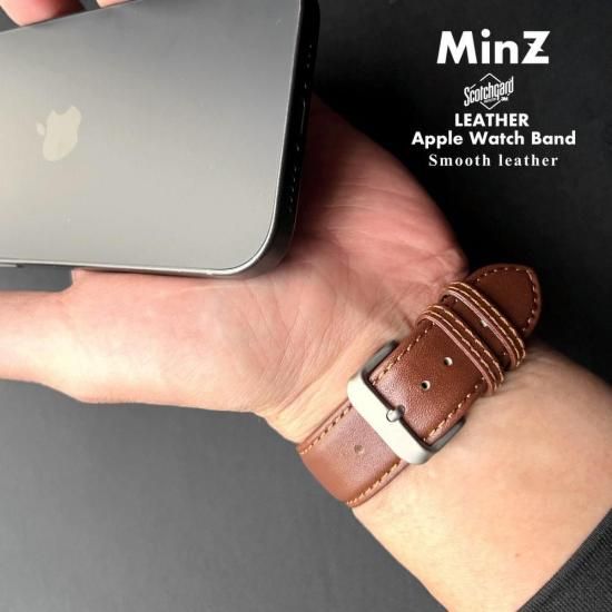 MinZ Scotchgard Leather Apple Watch Band Smooth leather ブラウン 42mm