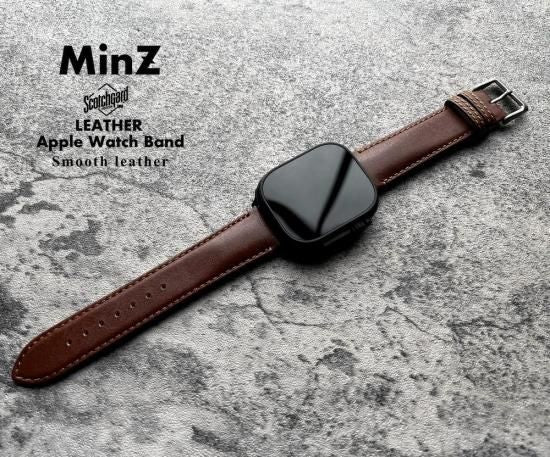 MinZ Scotchgard Leather Apple Watch Band Smooth leather ブラウン 42mm