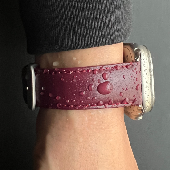 MinZ Scotchgard Leather Apple Watch Band Smooth leather バーガンディ 42mm