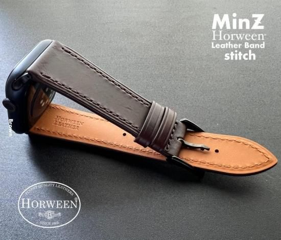 MinZ Horween Leather Band stitch ブラウン（シルバー金具）