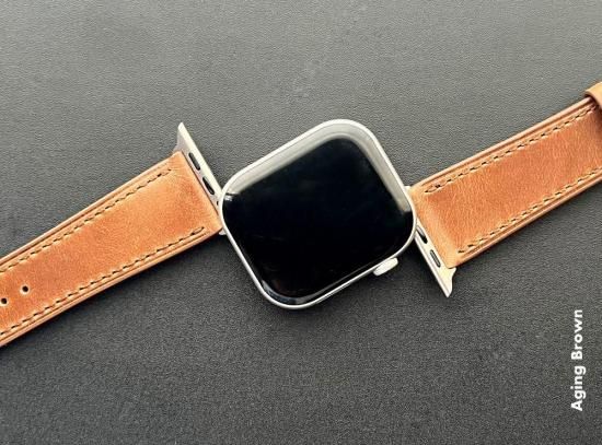 MinZ Horween Leather Band stitch エイジングブラウン（ブラック金具）