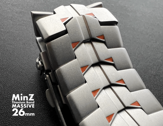 MinZ Titanium Band MASSIVE 26mm ナチュラルチタニウム×インターナショナルオレンジ 49mm/46mm