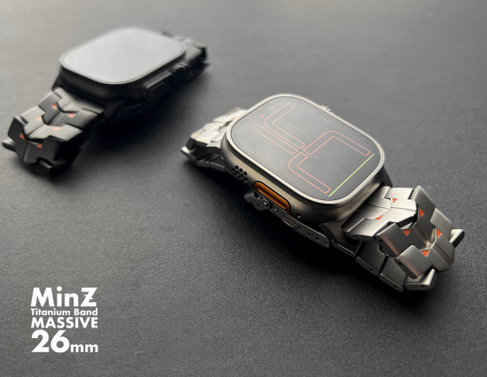 MinZ Titanium Band MASSIVE 26mm ナチュラルチタニウム×インターナショナルオレンジ 49mm/46mm