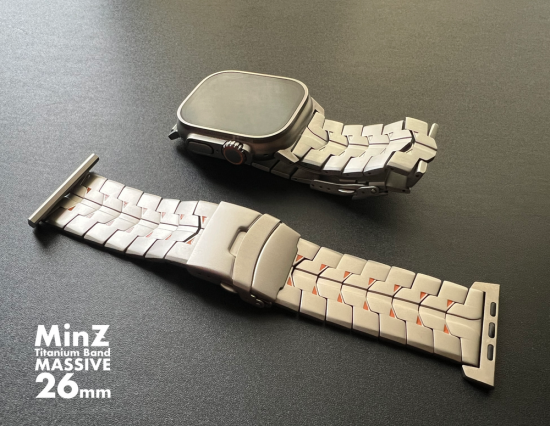 MinZ Titanium Band MASSIVE 26mm ナチュラルチタニウム×インターナショナルオレンジ 49mm/46mm