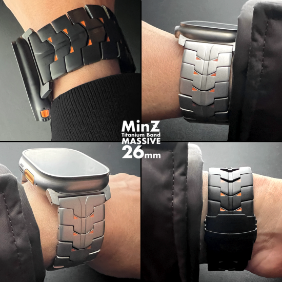 MinZ Titanium Band MASSIVE 26mm ナチュラルチタニウム×インターナショナルオレンジ 49mm/46mm