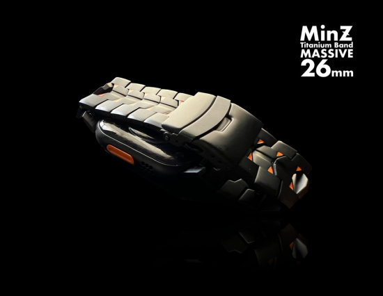 MinZ Titanium Band MASSIVE 26mm ブラックチタニウム×インターナショナルオレンジ 49mm/46mm